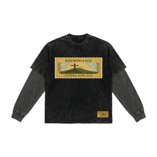 'Kingdom of God' Distressed Double-Layer Tee